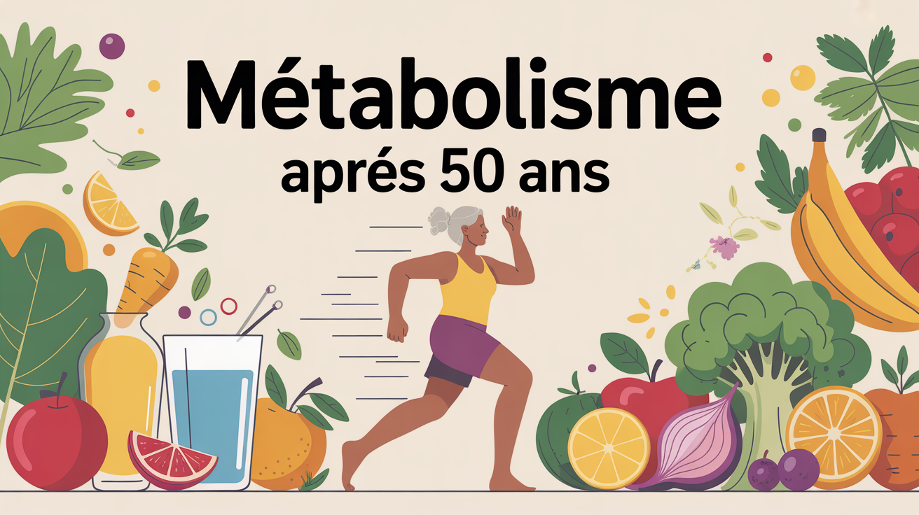Illustration adulte senior en forme metabolisme apres 50 ans