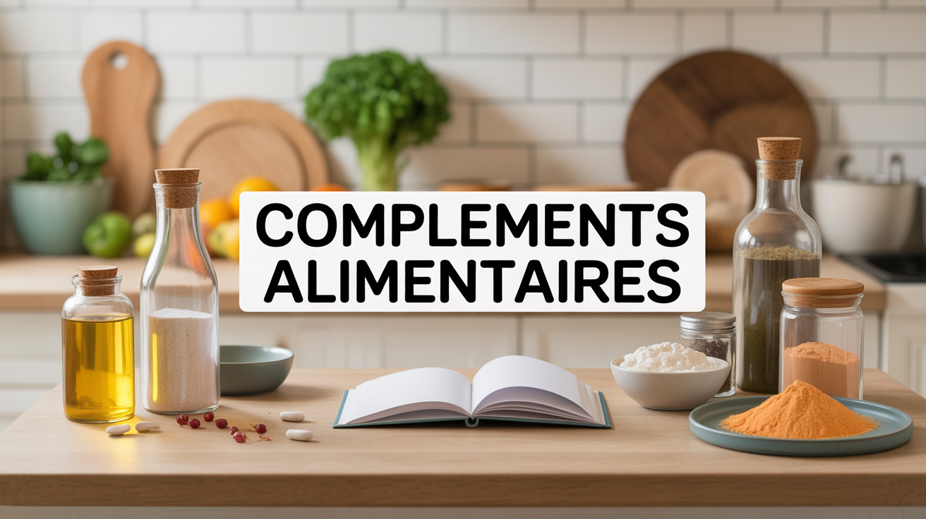 photo cuisine moderne avec flacons complements alimentaires