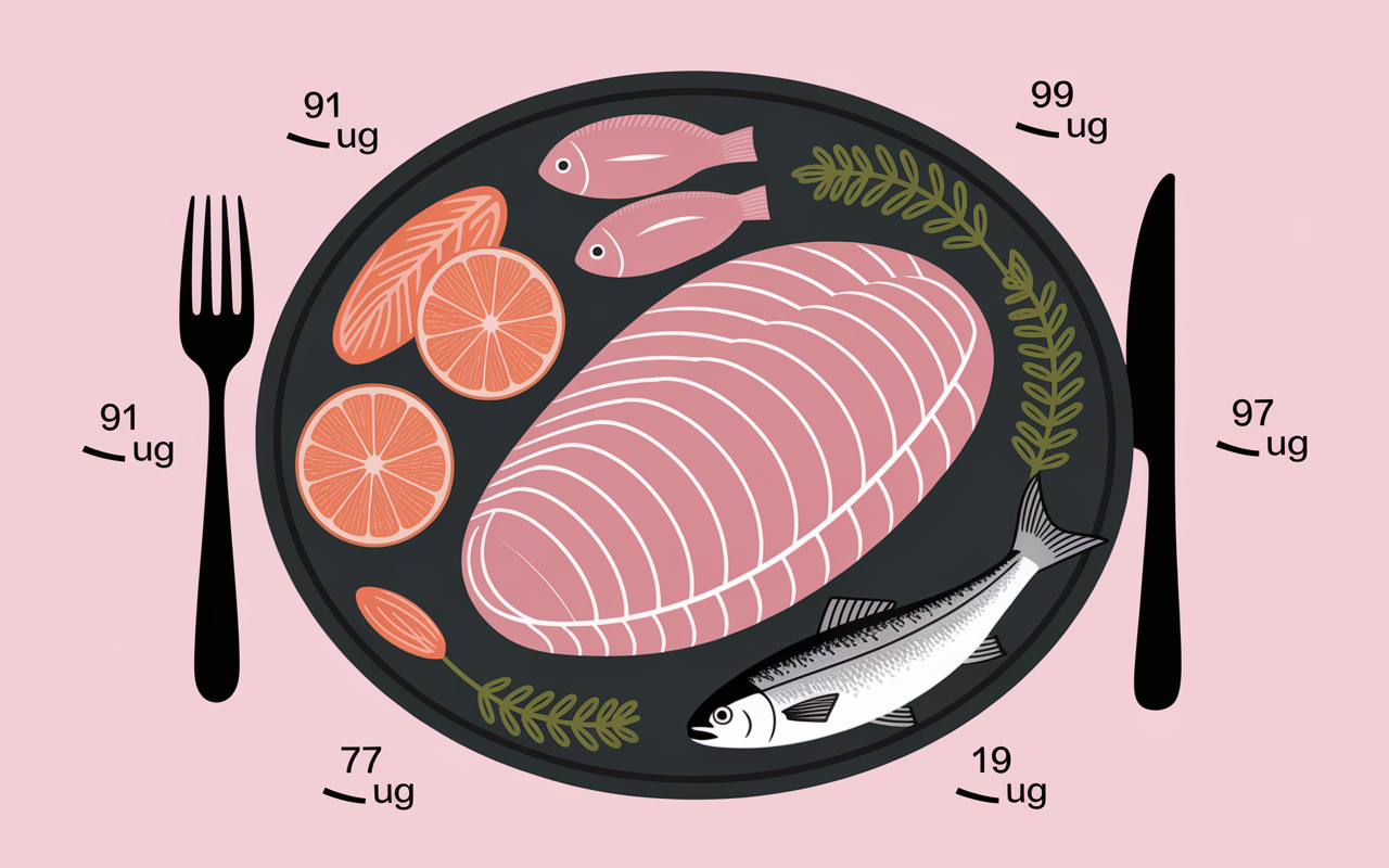 Infographie teneurs vitamine B12 foie palourdes rognons poissons