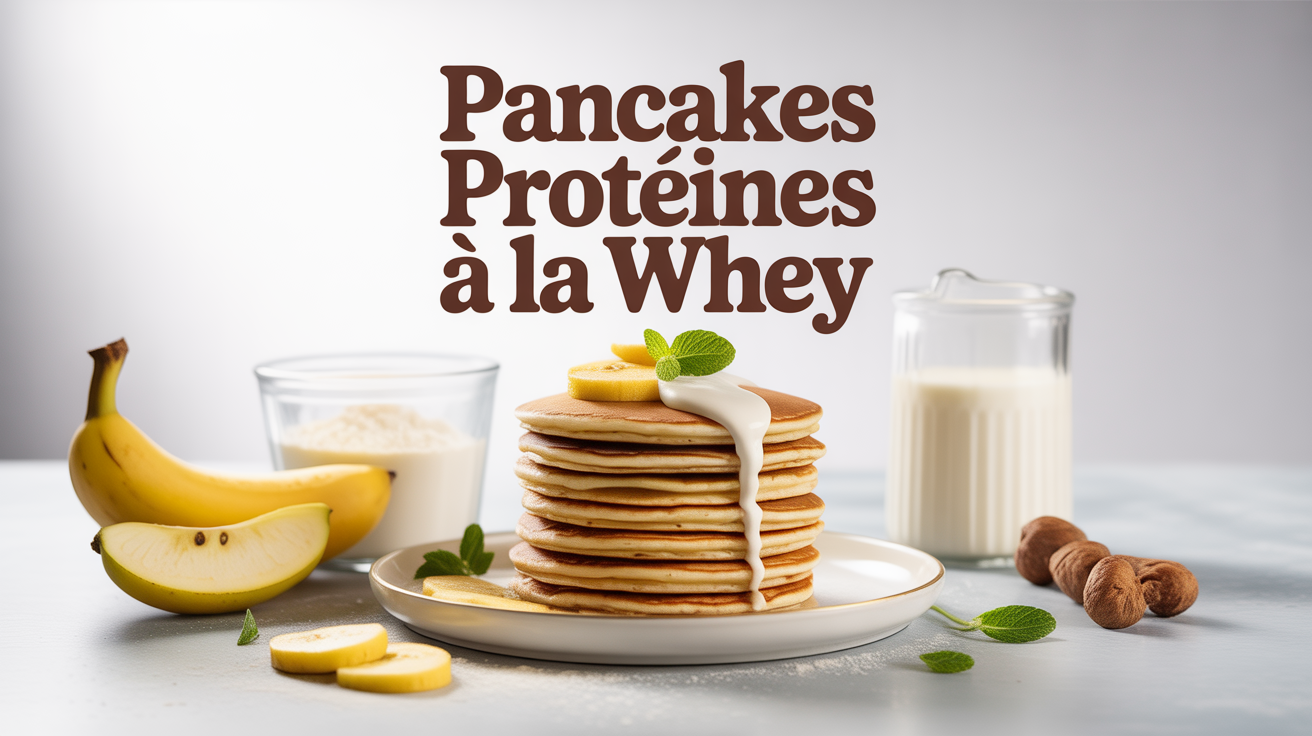 pancakes proteinés whey ingrédients sur assiette blanche