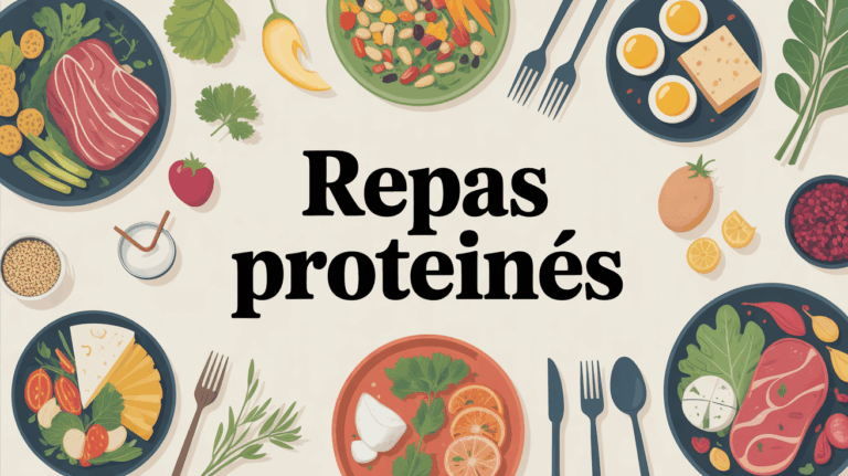 repas protéinés illustration assiette viande blanche légumes tofu quinoa oeufs