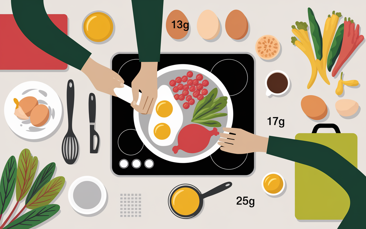 repas protéinés rapide bol œufs poulet légumes vue de dessus