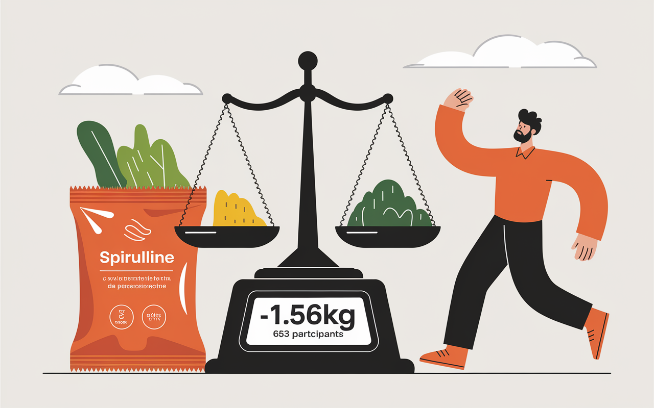 spiruline perte de poids balance 1.56kg étude