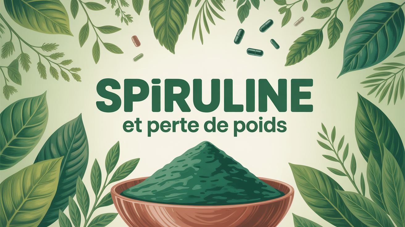 spiruline perte de poids visuel poudre comprimés fond végétal