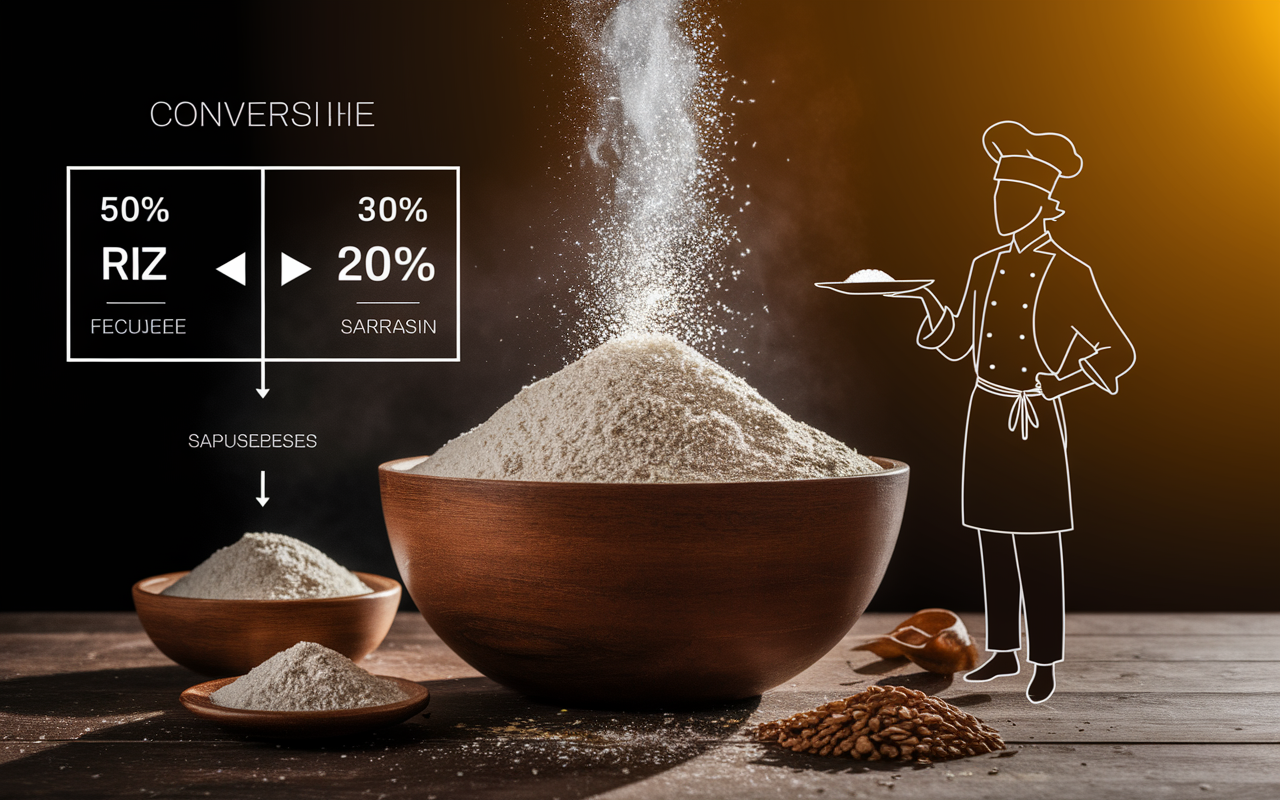 tableau conversion farines sans gluten pour recettes gourmandes