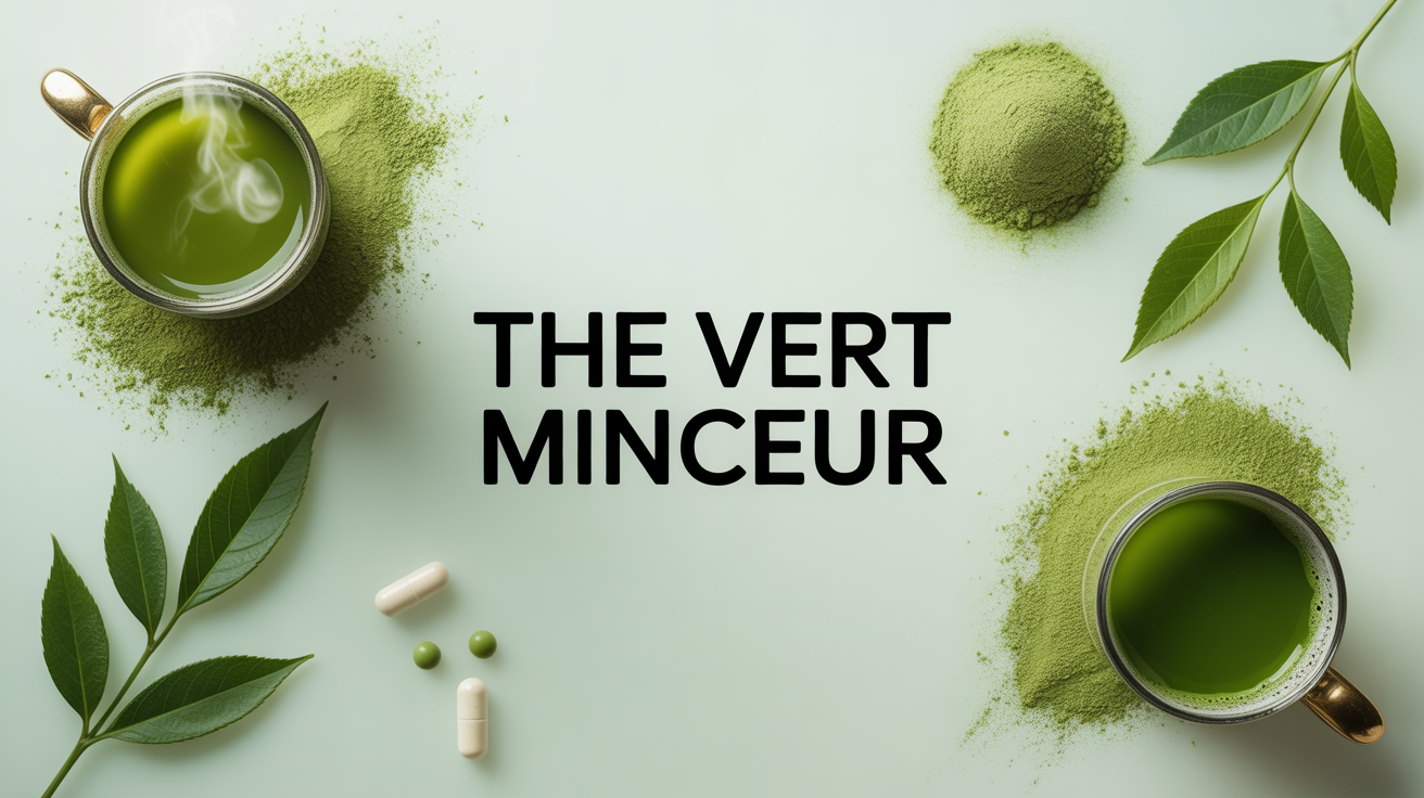nature morte the vert minceur tasses feuilles gellules matcha