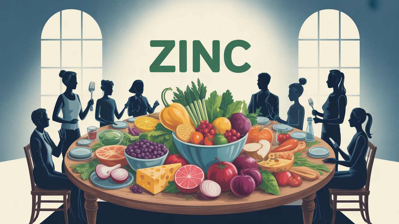 Personnes autour d’une table d’aliments riches en zinc