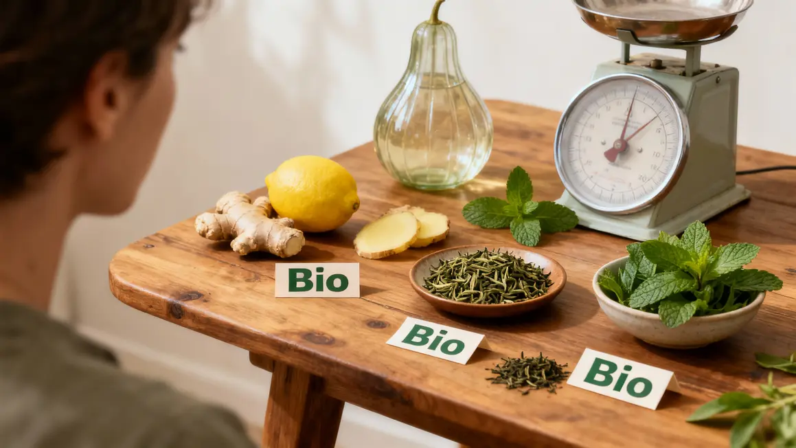 ingrédients bio citron gingembre menthe thé vert sélection gourde