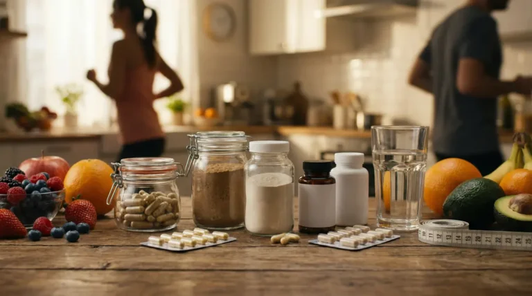 Compléments alimentaires brûleurs de graisse sur table moderne