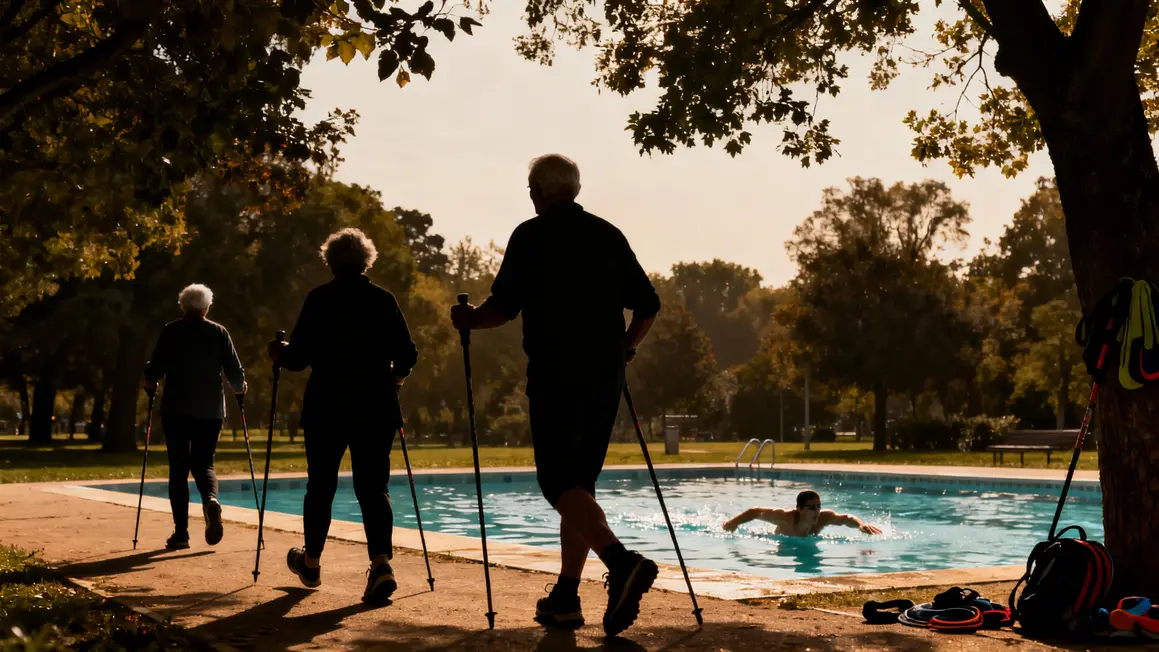 seniors exercices ventre plat marche nordique natation