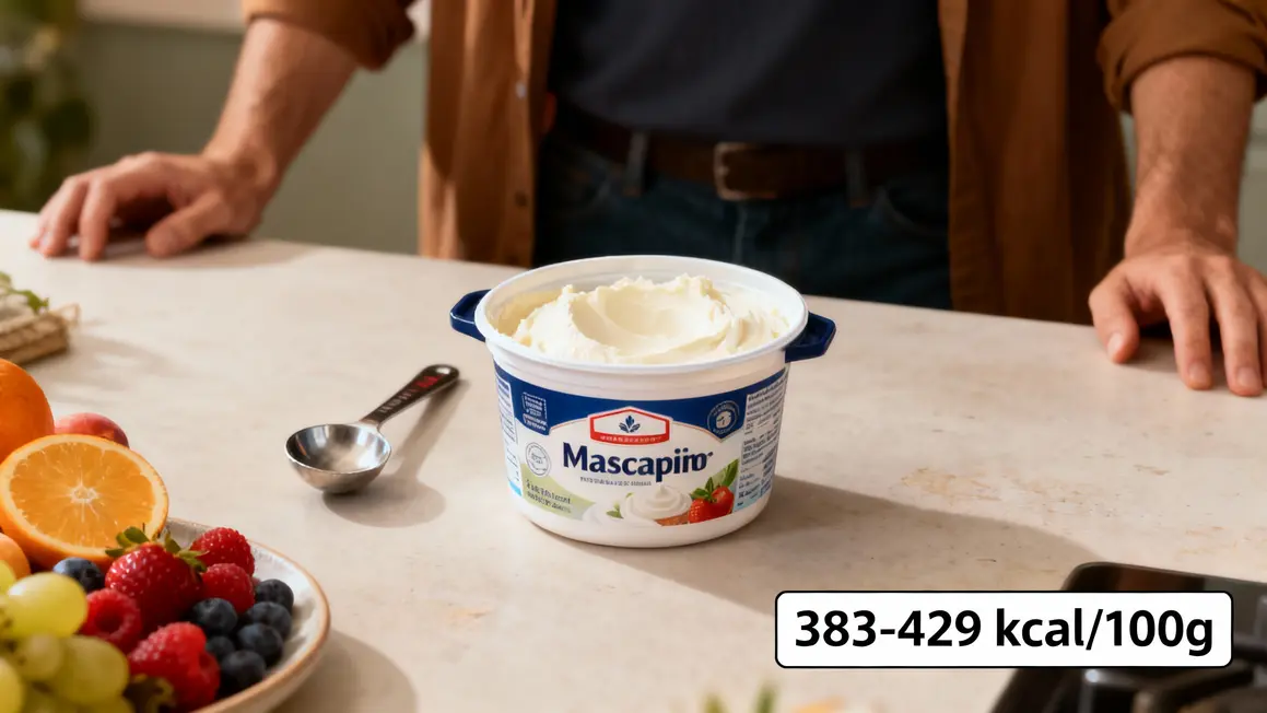 tableau mascarpone avec calories et fruits frais