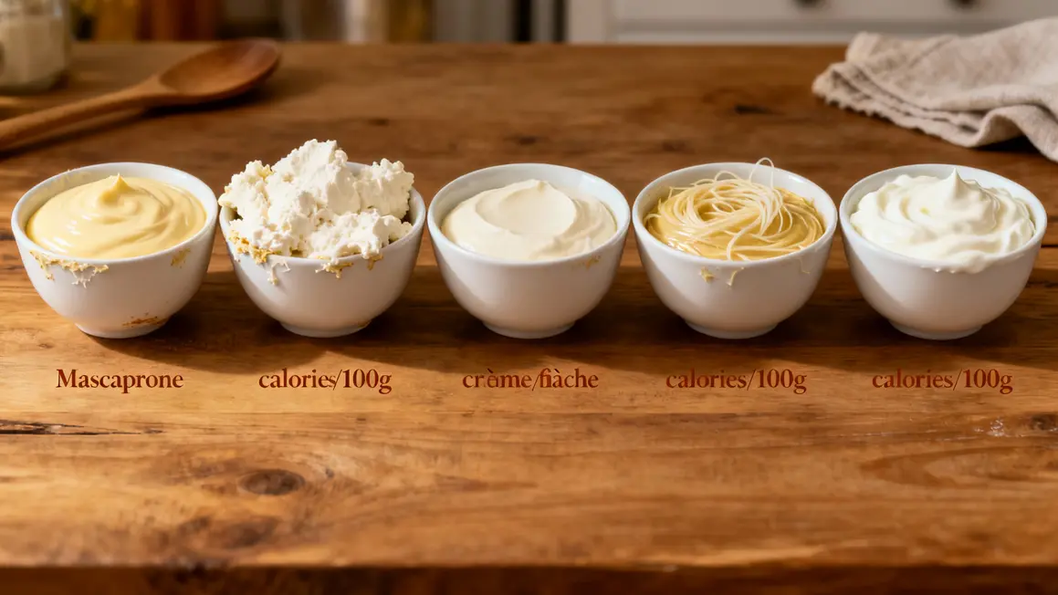 comparatif calories mascarpone ricotta fromage blanc creme fraiche yaourt