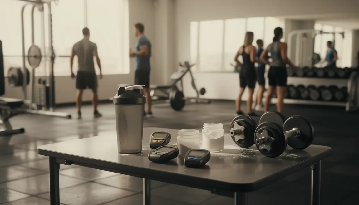 sportif prend créatine ambiance salle de sport moderne