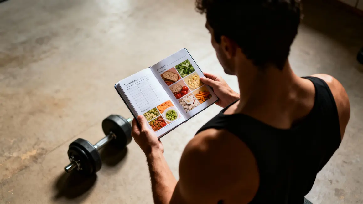 prise de masse naturelle sportif carnet alimentaire et haltères
