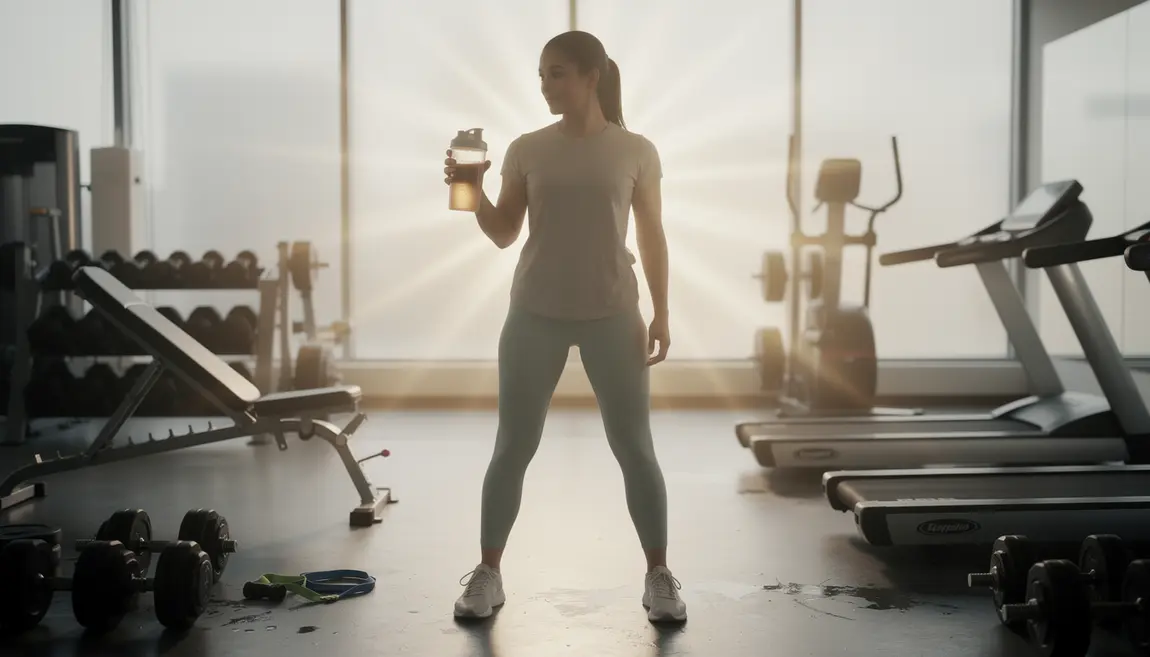 Sportif avec shaker whey protéine salle de sport