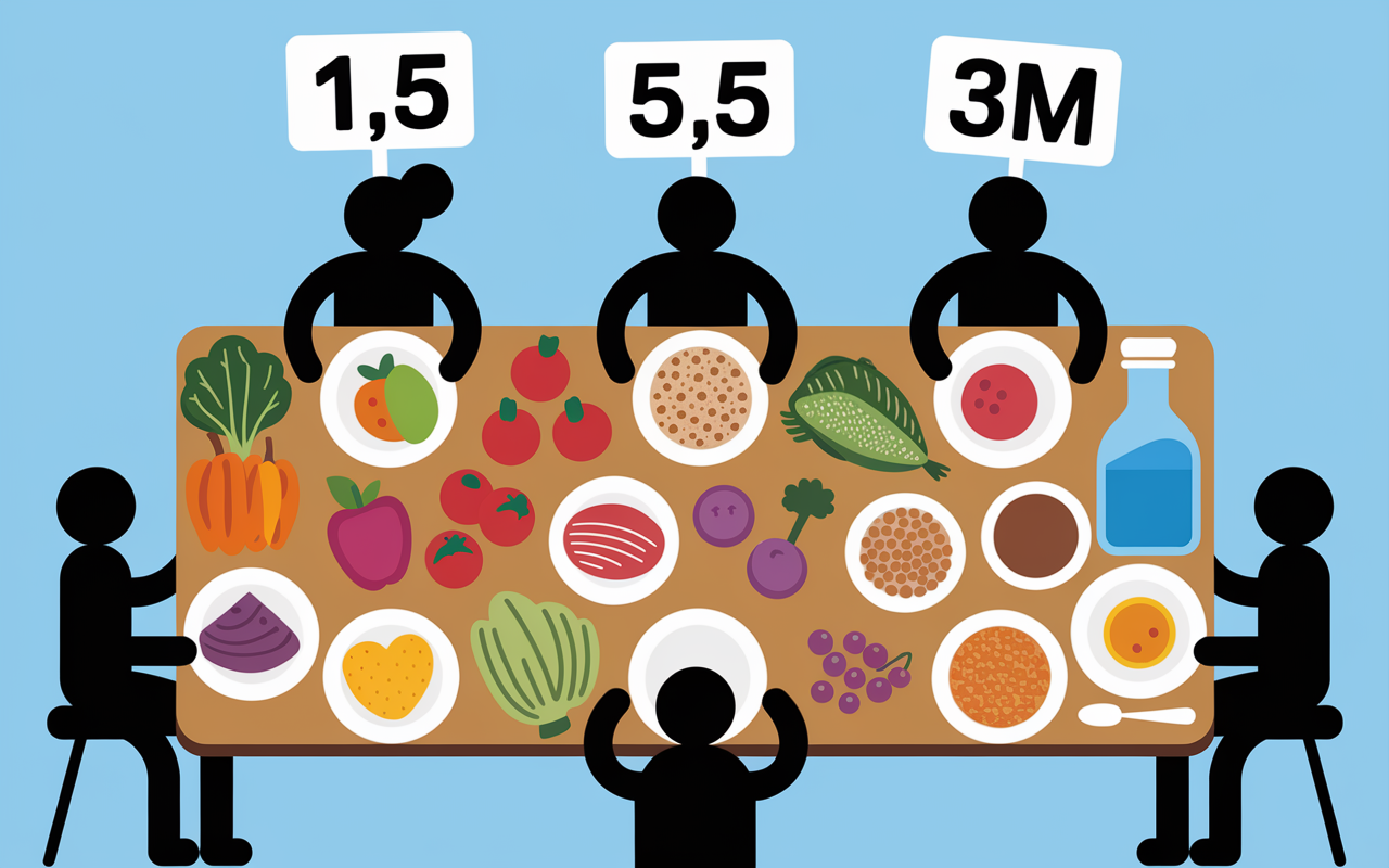 nutrition perdre du poids assiettes aliments équilibrés et chiffres