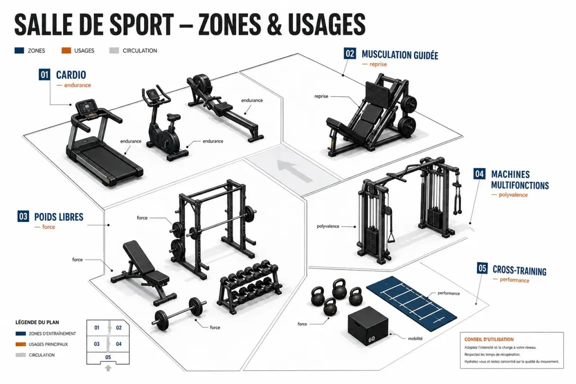 Machines de salle de sport : aperçu des appareils cardio, de musculation et de cross-training