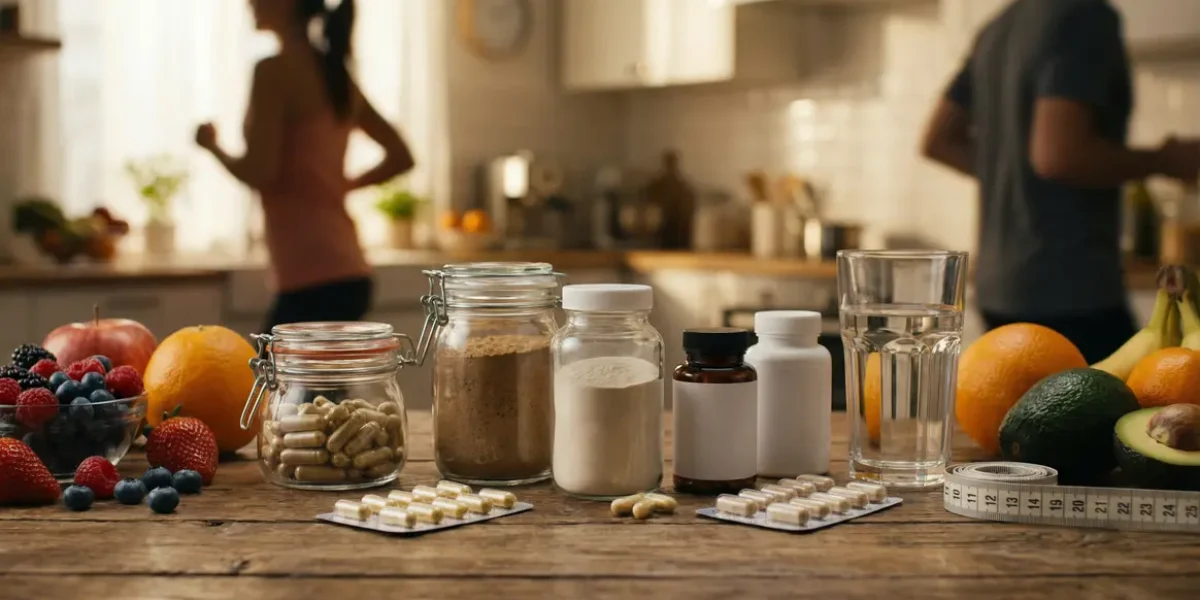 Compléments alimentaires brûleurs de graisse sur table moderne
