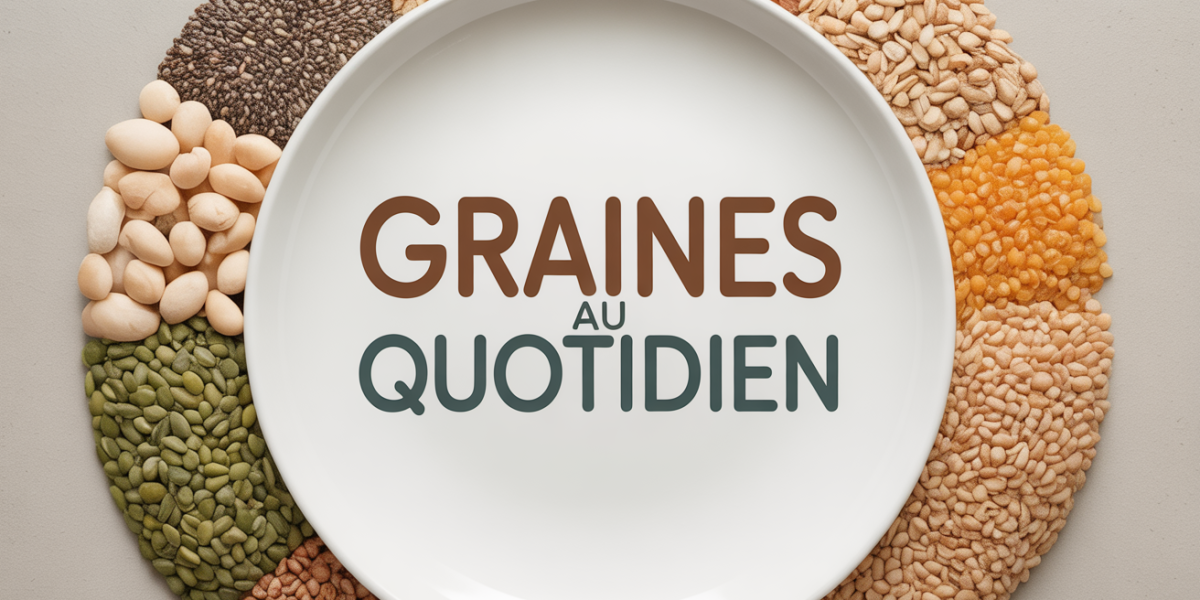 assiette melange graines chia lin courge tournesol sesame vue dessus