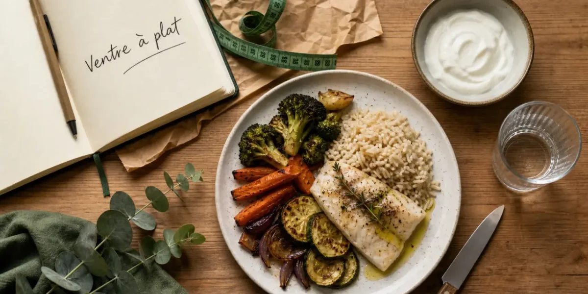 Maigrir du ventre alimentation : assiette fibres, protéines et bons gras