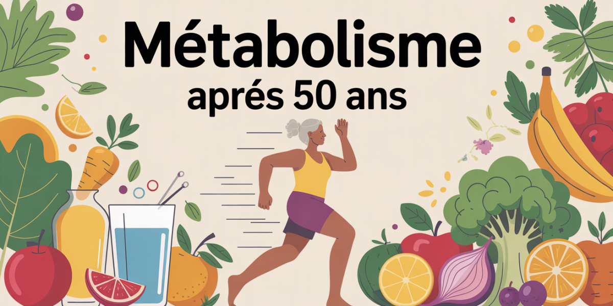 Illustration adulte senior en forme metabolisme apres 50 ans