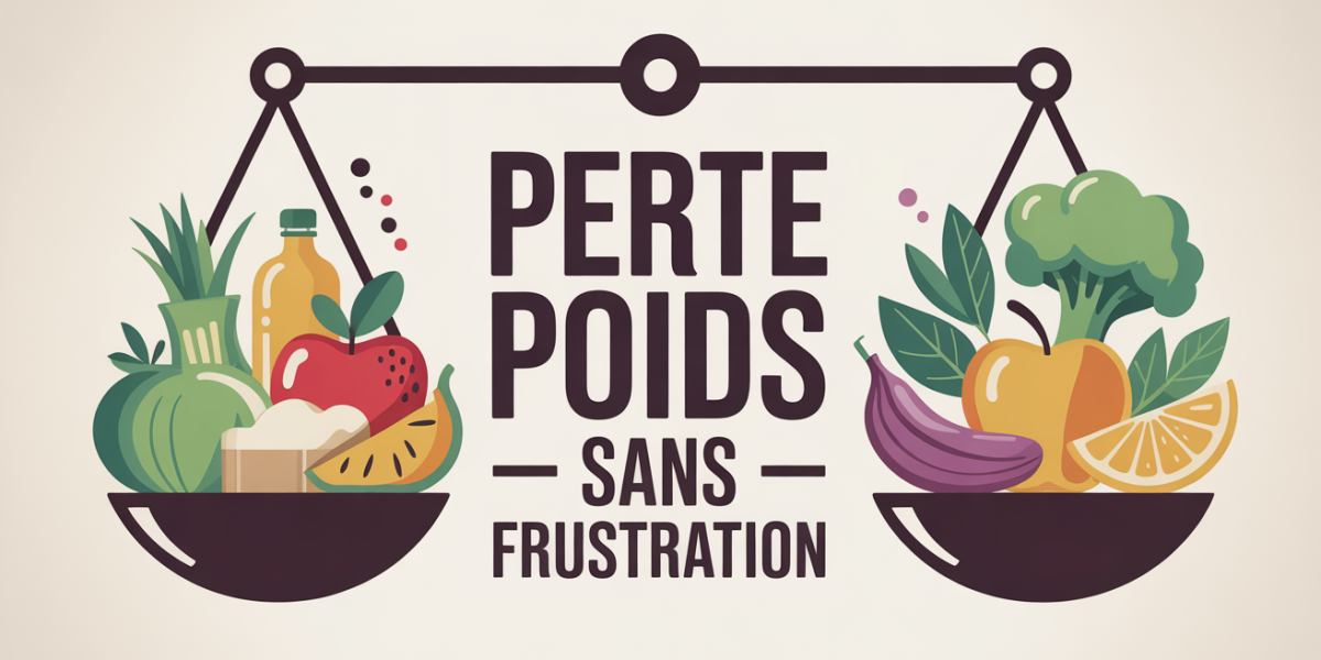 nutrition perdre du poids composition avec balance et aliments sains