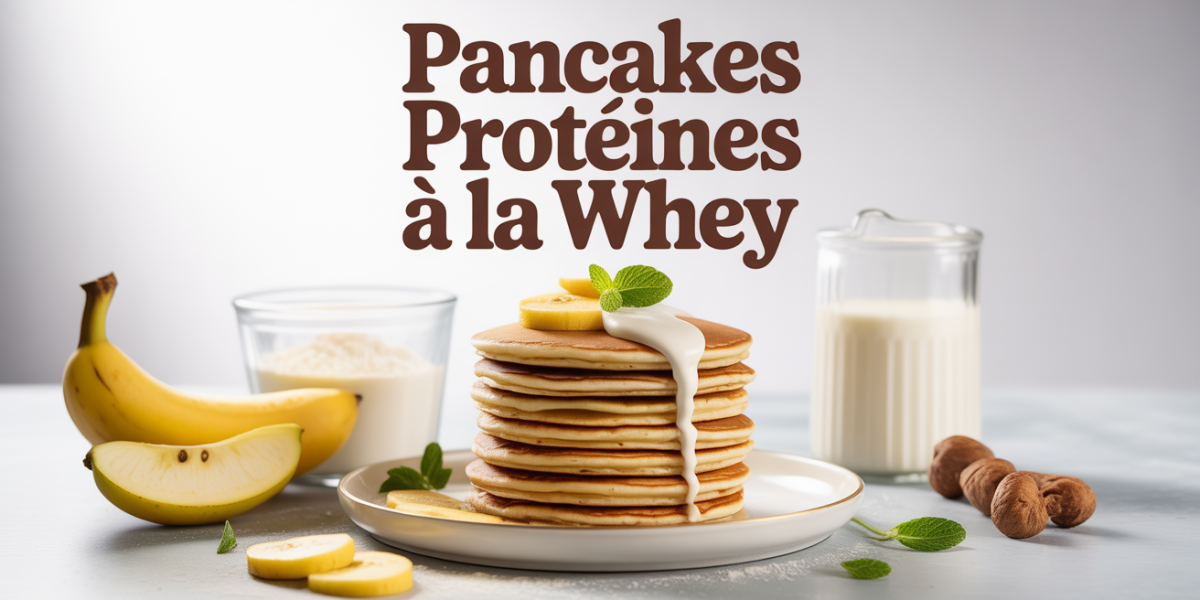 pancakes proteinés whey ingrédients sur assiette blanche