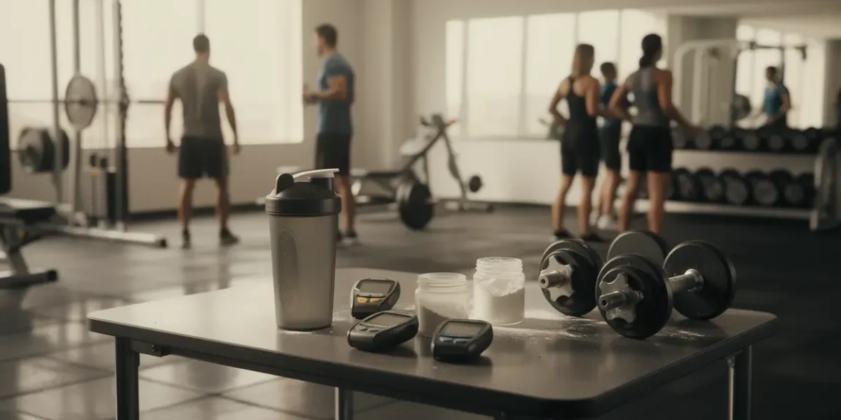 sportif prend créatine ambiance salle de sport moderne