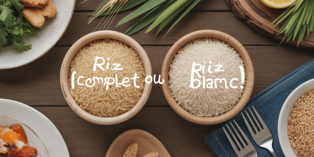 table assiette familiale riz complet ou riz blanc contraste fibres