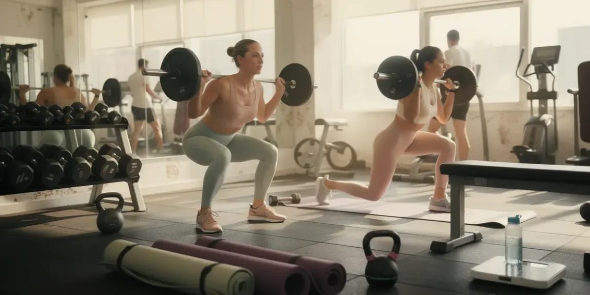 Femmes mince en musculation dans salle lumineuse