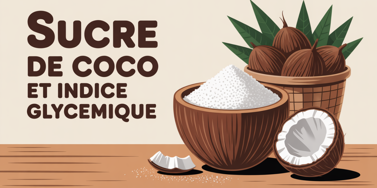Image stylisée sucre de coco indice glycémique SEO