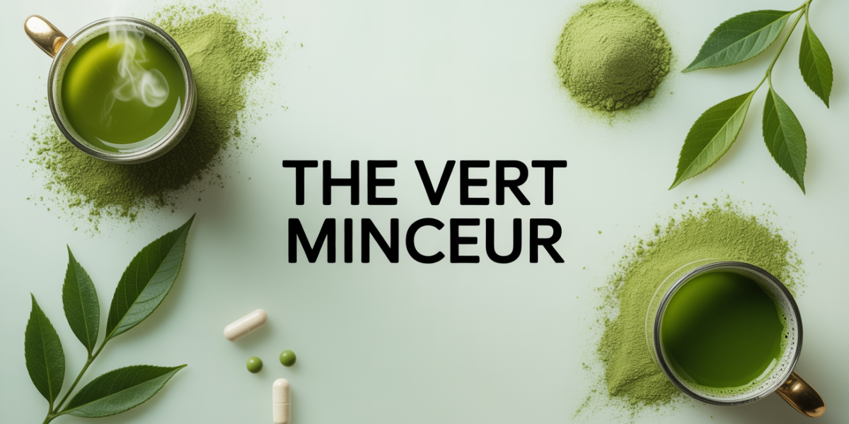 nature morte the vert minceur tasses feuilles gellules matcha