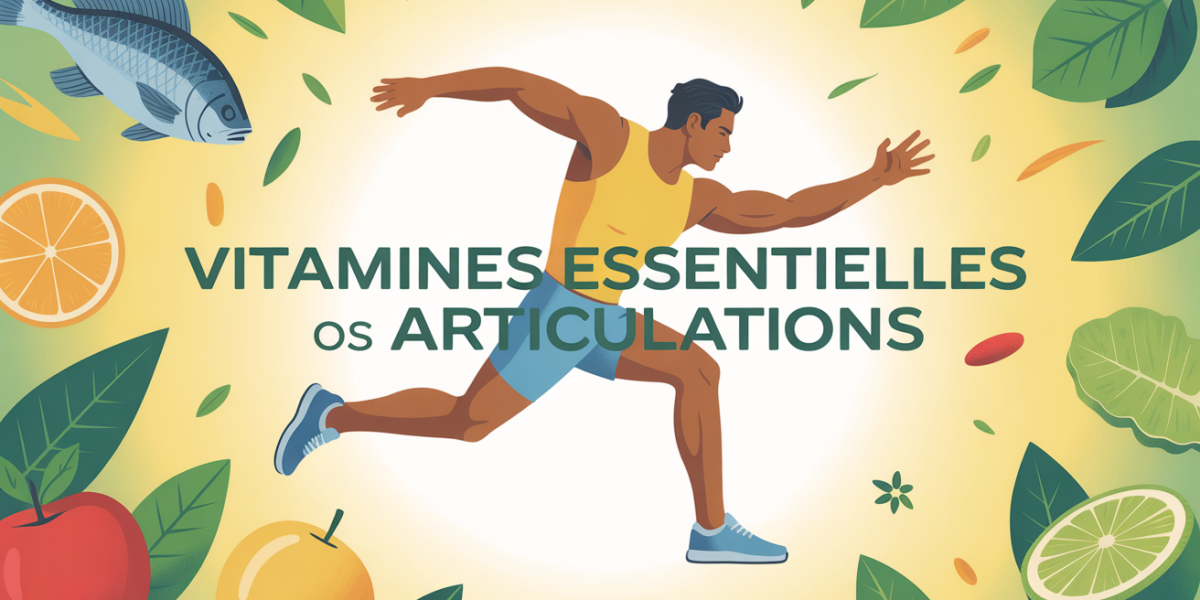 illustration stylisée vitamines essentielles pour os et articulations